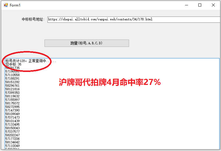 4月沪牌哥代拍牌中标案例