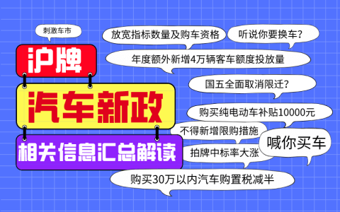 近期关于上海沪牌及促进汽车消费相关政策信息汇总