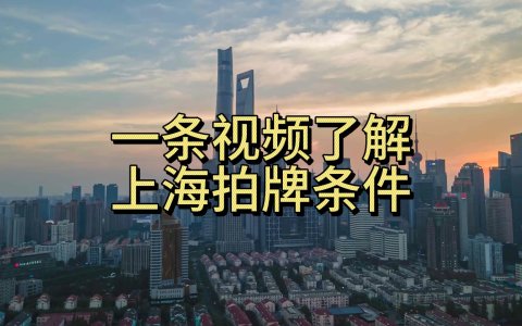 一条视频带你了解上海沪牌拍牌条件